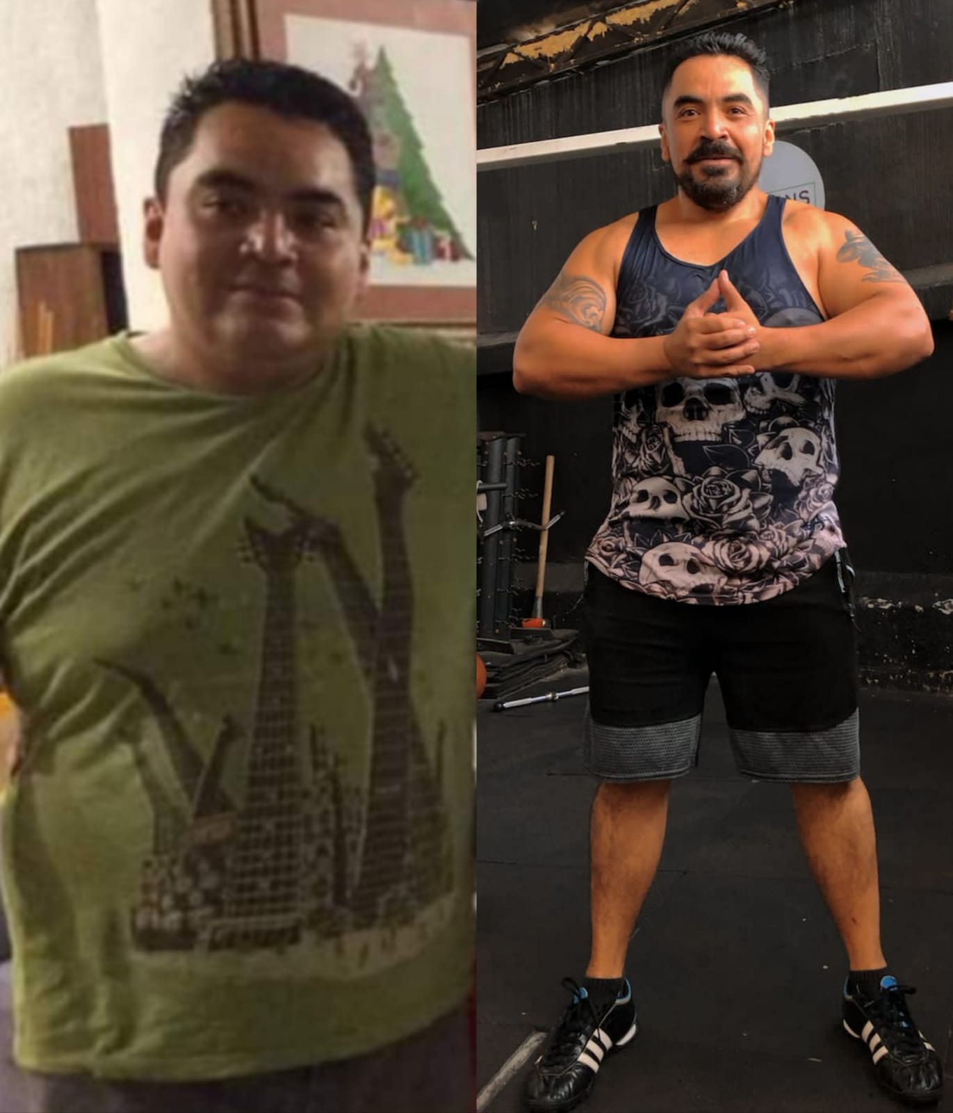 Antes y después de hombre adulto: recomposición